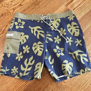 Kanvas By Katin Swim Board Shorts 32 Green Blue Coast Trunk Surf Outdoors Mens